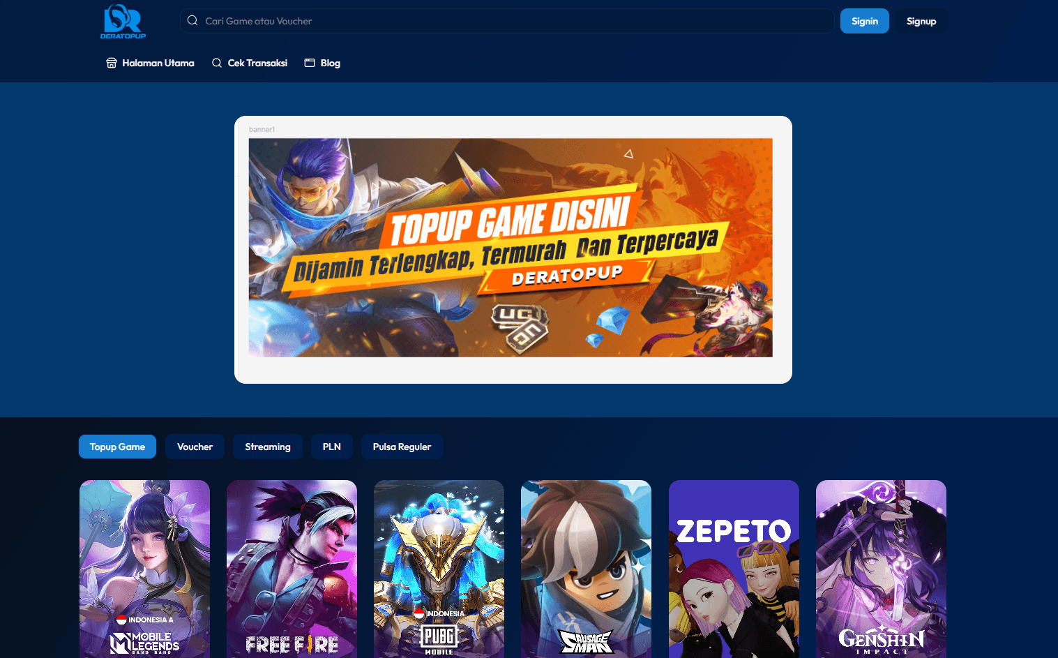 Deratopup - Game Top-Up and Digital Voucher Platform screenshot
