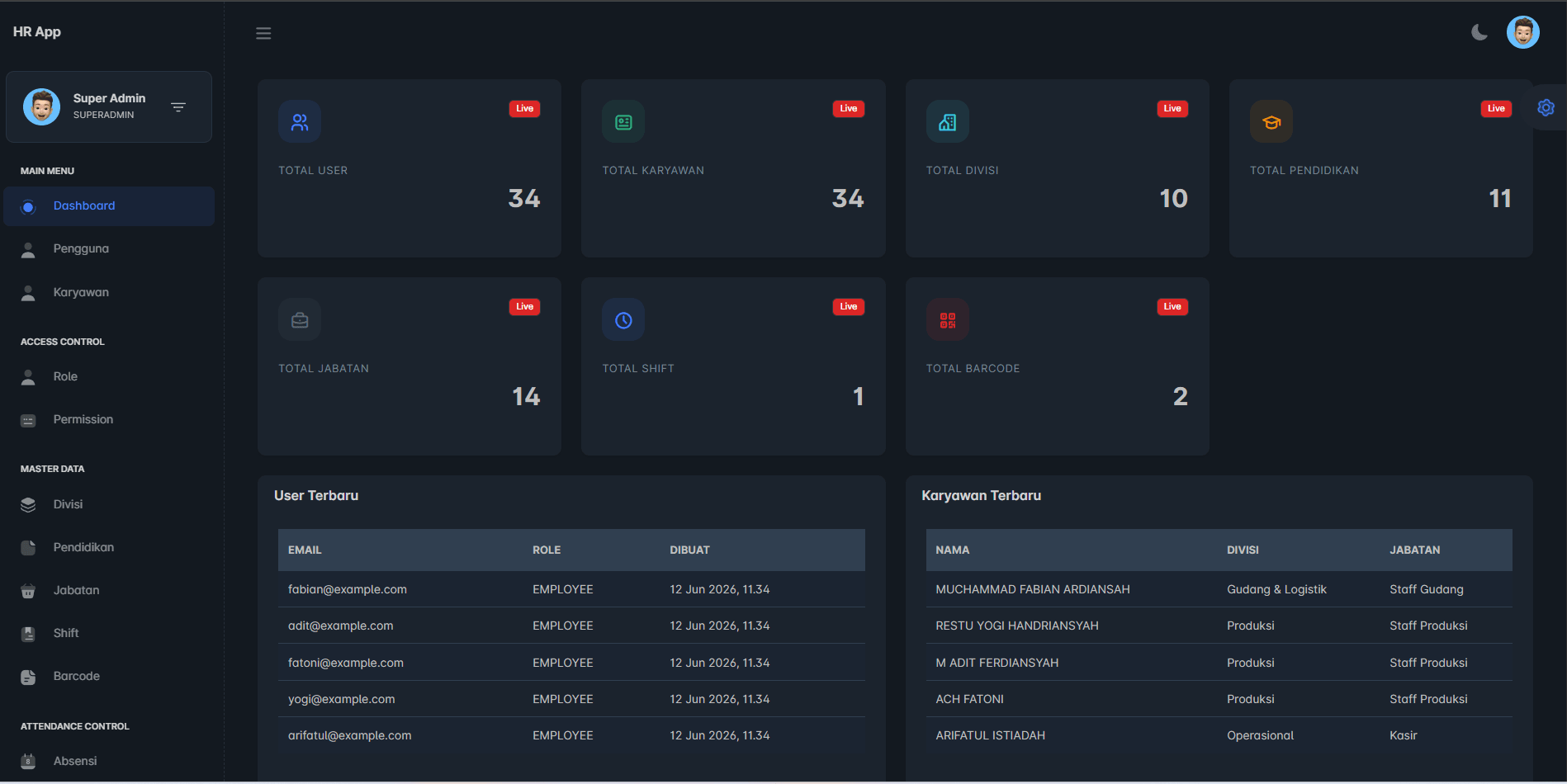 HR App screenshot